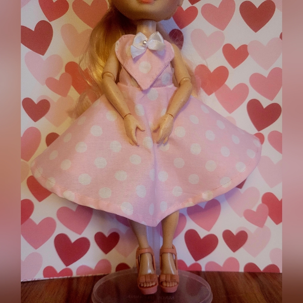2 For $40 Pink Polka Dot Heart Dress For Rainbow High (Handmade)